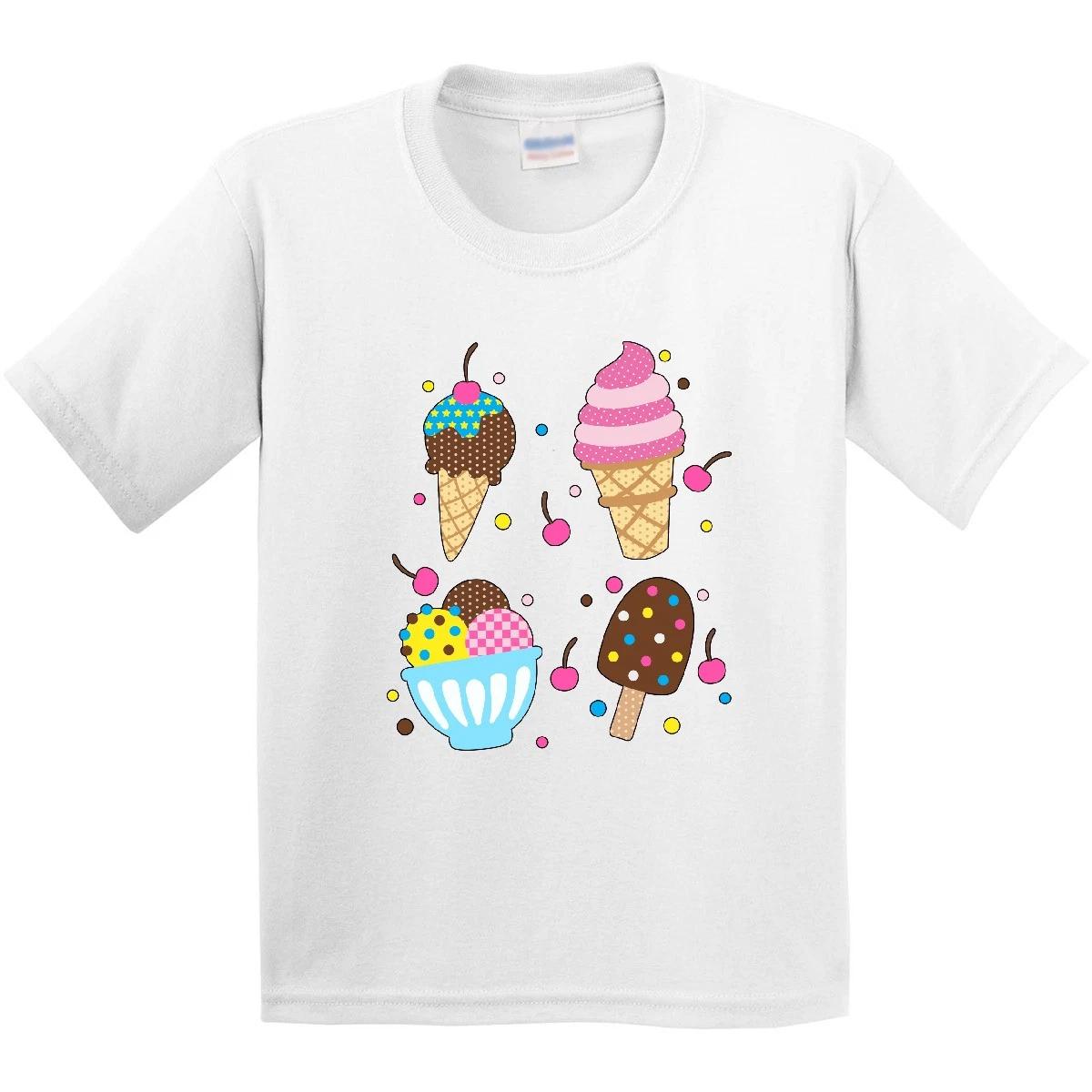 Inktastic Ice Cream With Patterns Youth kids boys T-Shirt Food Cones Cherries Fruit Treat 160