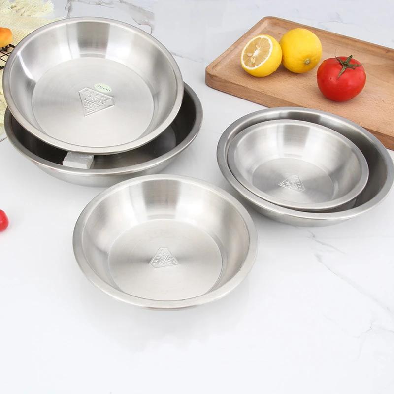 Food grade thick 304 Stainless Steel Seasoning Dish Plate Round Sauce Ketch Rice Container Kitchen Picnic plates dinner plates