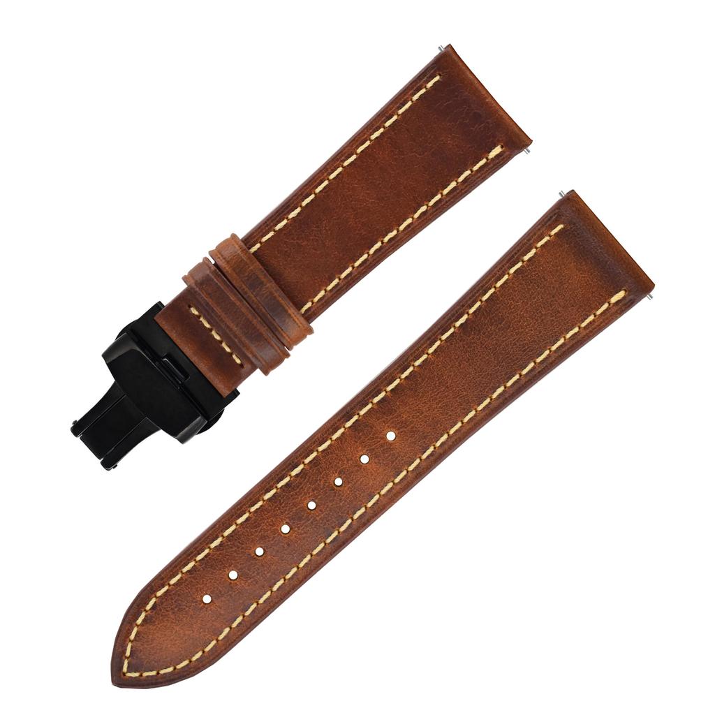 Supply Butterfly Buckle Strap, Retro Color-Changing Leather Quick-Release Interface Strap Bracelet.