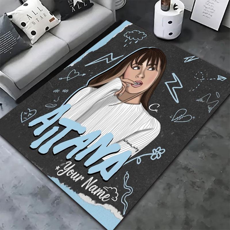 Aitana Custom Name Carpet Rug for Living Room Bedroom Home Sofa Decoration,Kids play Non-slip Floor Mat