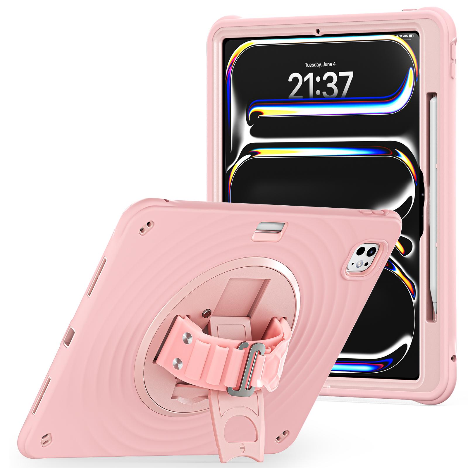

Для iPad Про 13 (2024) Чехол-подставка TPU+PC+Силикон Чехол для планшета Pink