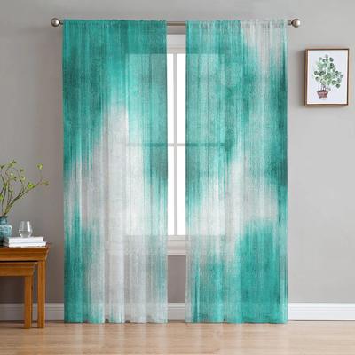 Abstrakte moderne Linie Wassergrün Schlafzimmer Transparente Gardinen Urlaubsdekoration Fenster Voile Tüll Vorhang