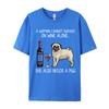 New Hot Sales Pug And Wine Funny Relaxed Fit Tshirt Print Unisex TShirt Fashion Design Tops Tee Cream T Shirt