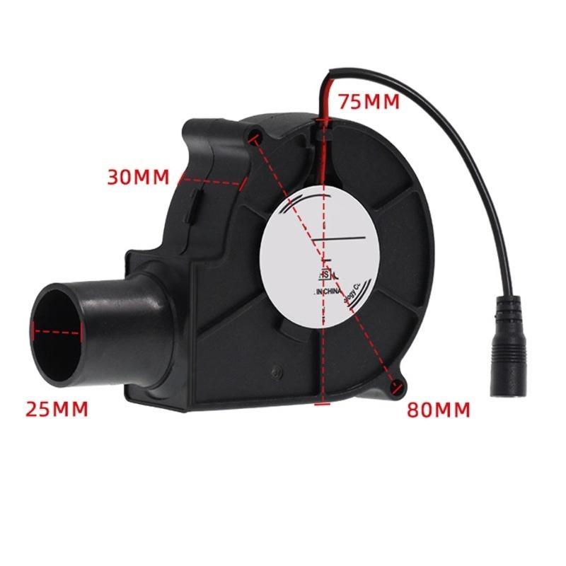 12V Electric Fan Ball Bearing Air Cooling 7530 Blower Fan for BBQ Camping