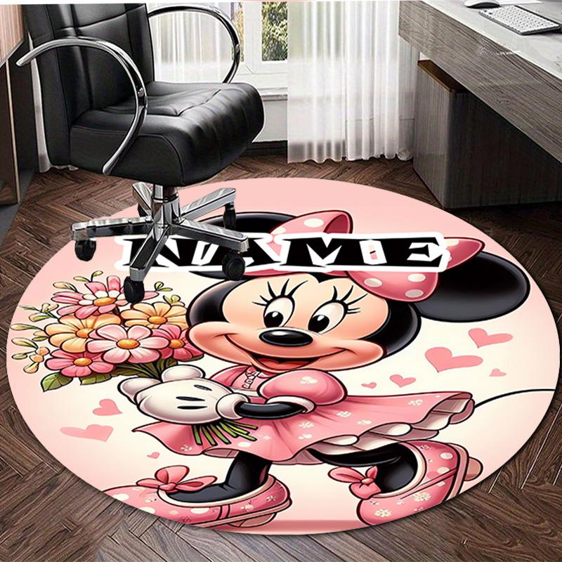 Personalized M-Minnie Round Chair Office Rug - Perfect for Mat, Office Chair & More - Ideal Gift for Birthdays and Holidays