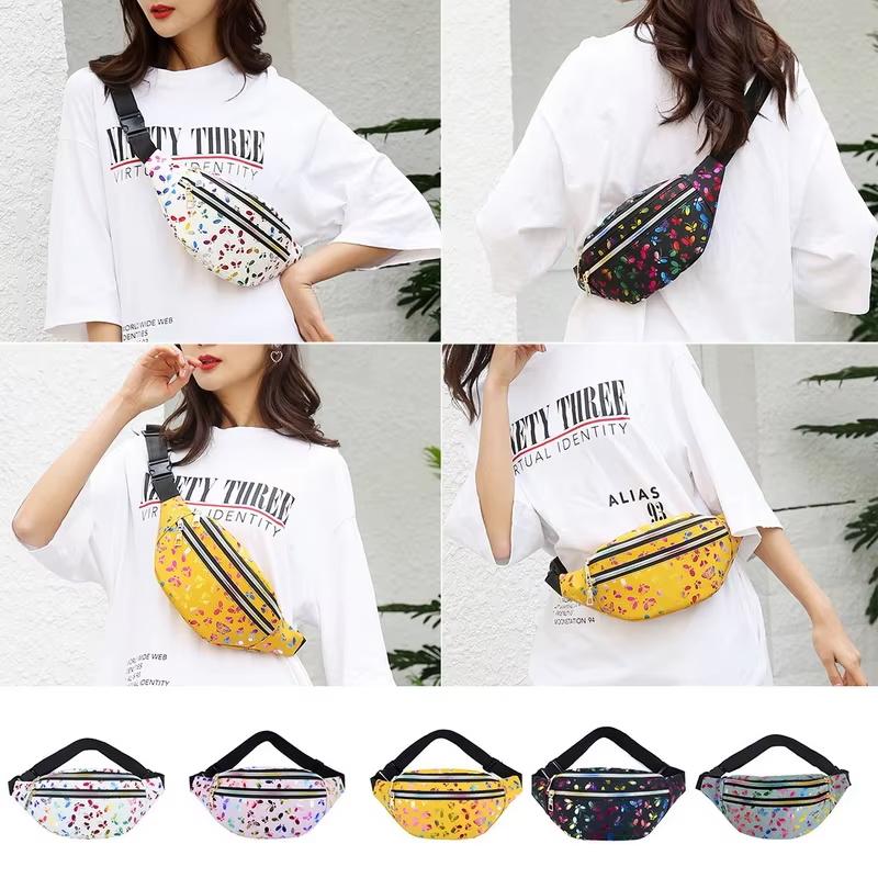 Bum Bag Colorful Waist Bag Messenger Bag Double Zipper Mobile Phone Pouch For Outdoor Activities Music Festivals Casual Everyday