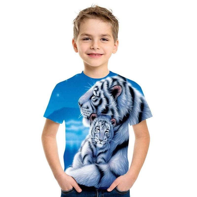 Lustiges Tier Kinder Erwachsene Bedrucktes T-Shirt Sommer Damen und Herren Lässig Outdoor Mädchen und Junge Kurzarm T-Shirts Top Pullover