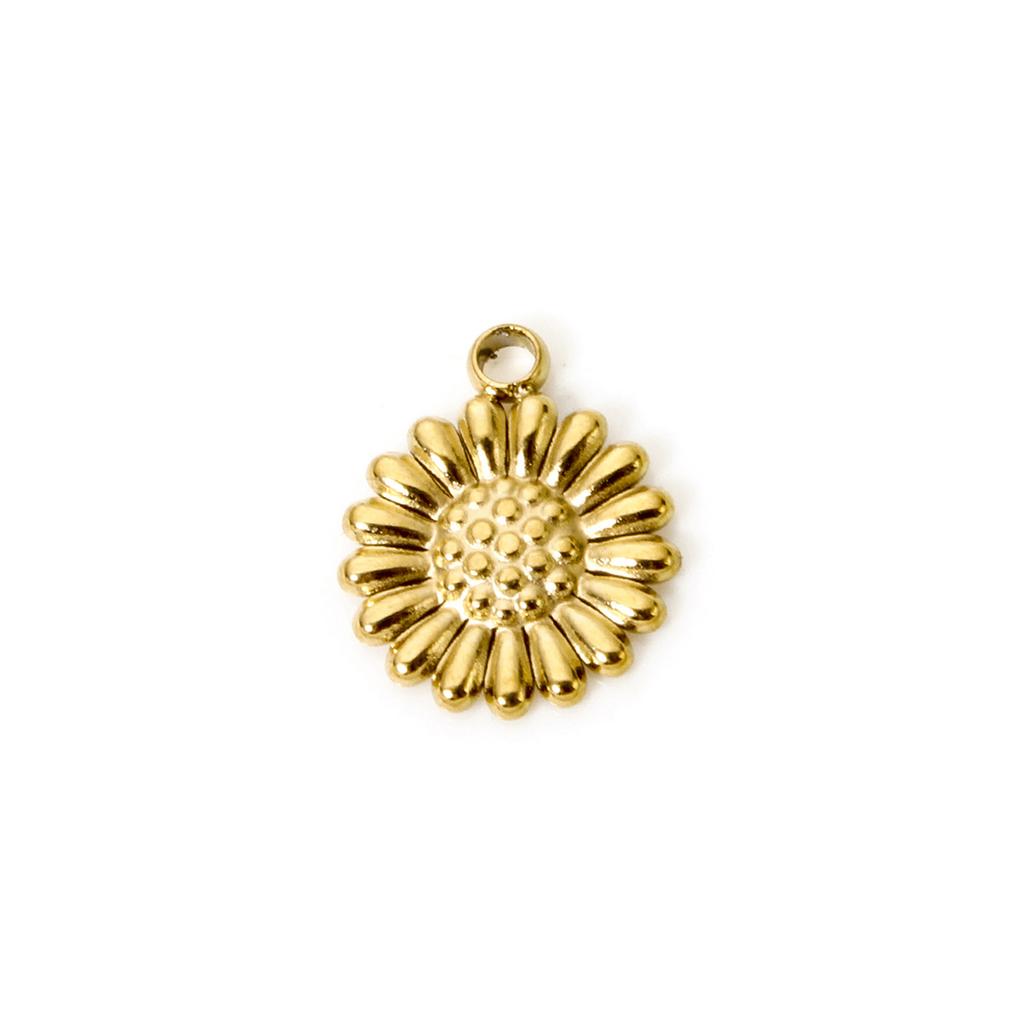 1 Piece 304 Stainless Steel Charms For DIY Jewelry Making 18K Real Gold Plated Heart Flower Pendants Necklace Bracelet Findings