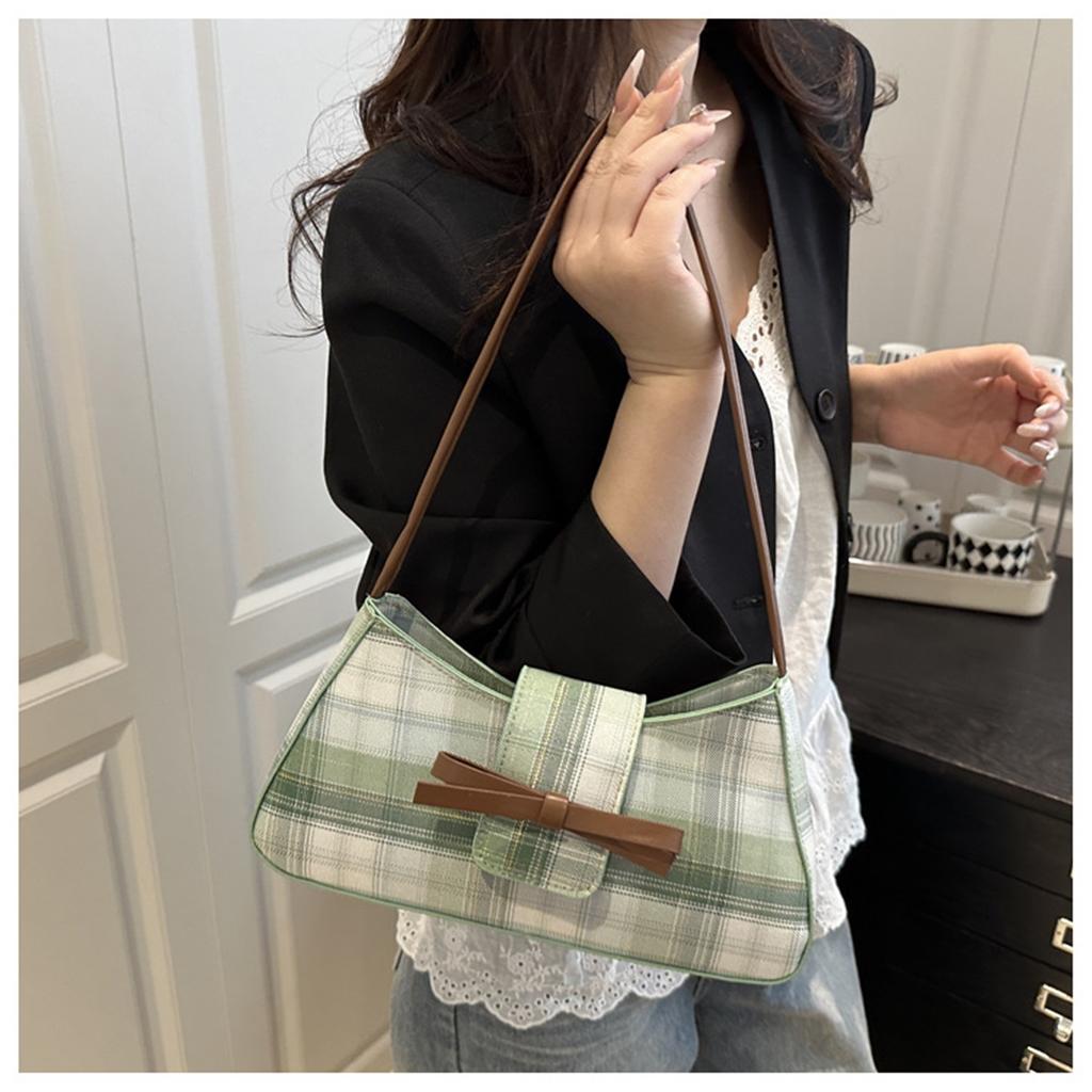 Casual Street Checkered Japanese Trend Simple Fashion Shoulder Armpit Crossbody Bag for Women