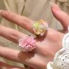 Dopamine Hydrangea Flower Ring for Women - Sweet Vacation Style, Fresh & Dazzling Beaded Design