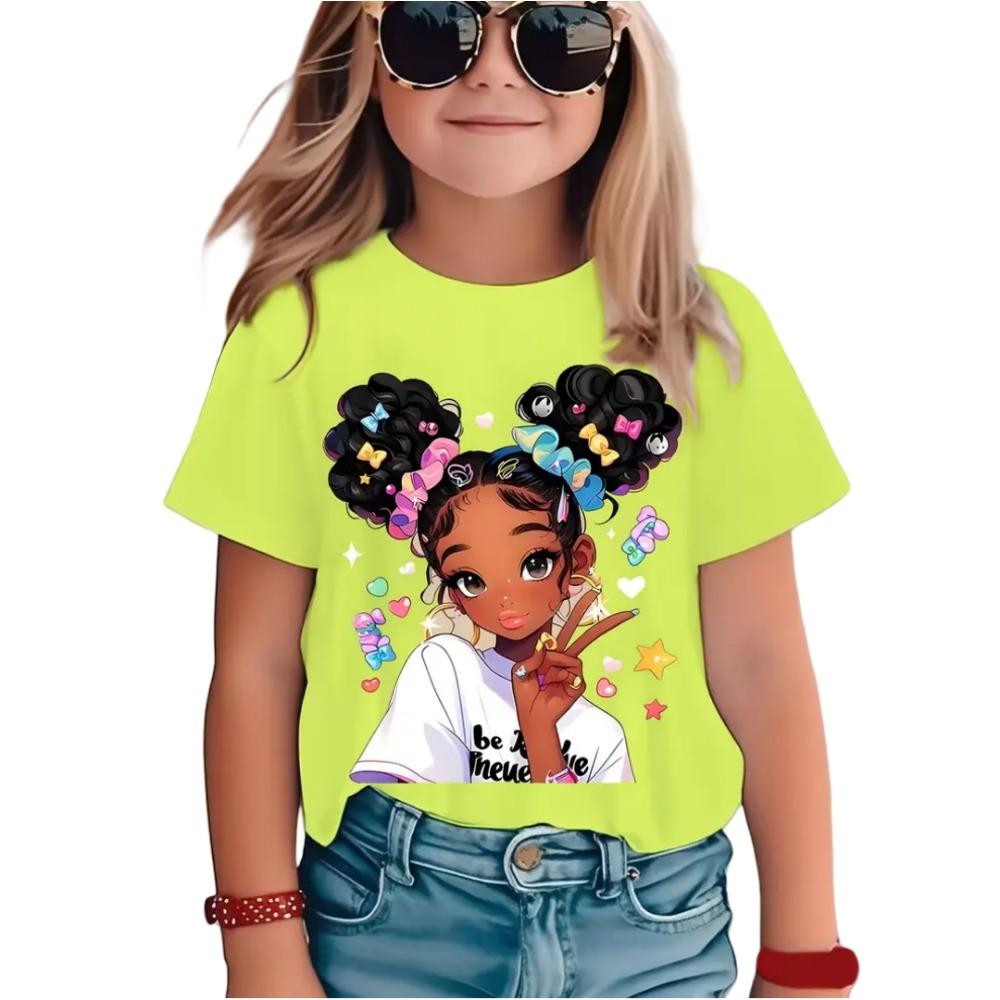 Colorful children's T-shirt summer short sleeved girls' T-shirt top fashionable little girls' clothes casual O-neck boys' and children's T-shirt