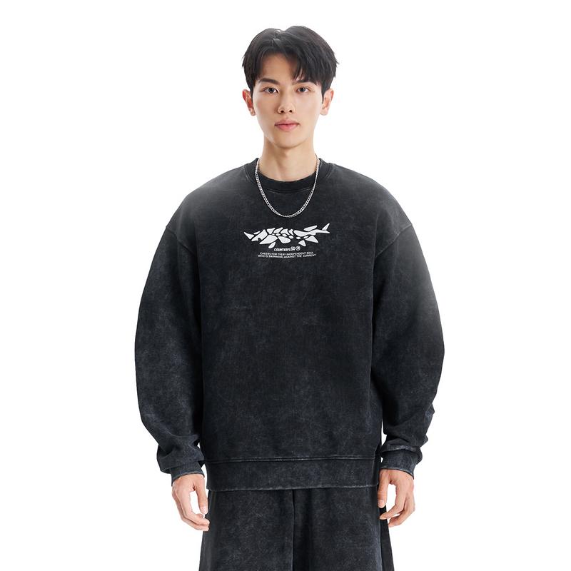 Li Ning Outdoor CF Tracing Crew Neck Loose Fit Sweatshirt Unisex Black AWDW171-4