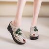 Fashion GKTINOO Flowers Hollow Women Shoes Mom Slippers Summer Peep Toe Wedges Sandals Genuine Leather Lady Slides Platform Shoes Woman
