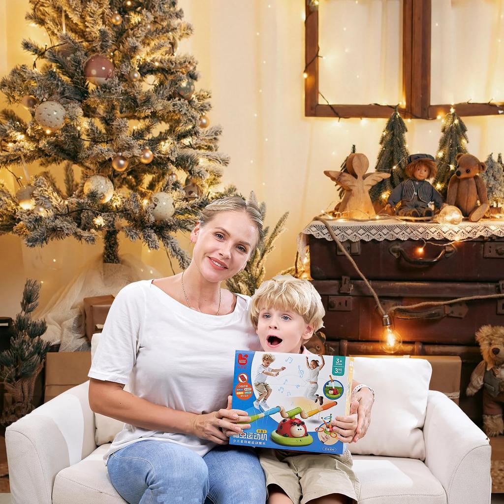 PanKome 3 in 1 Musikalisches Elektrisches Springseil Ringwurfspiel Ringwurf-Set Wurfspiel Stomp Abschuss Raketenwerfer für Kinder Outdoor-Spielzeug mit