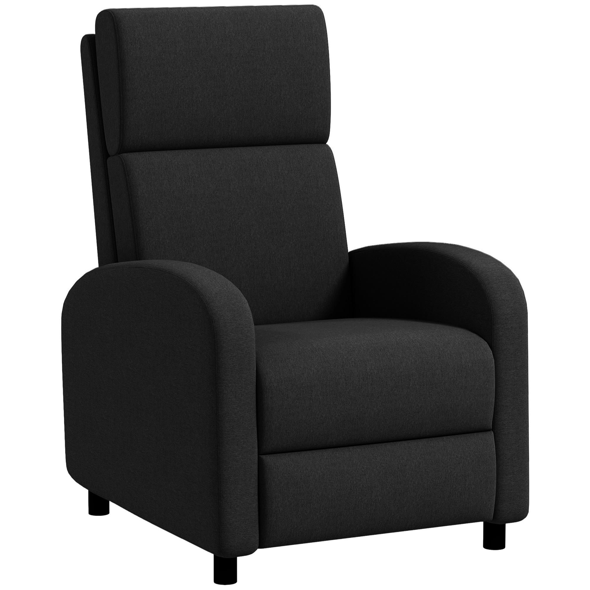 Sessel, Fernsehsessel mit Relaxfunktion, Polster, mit verstellbarer Rückenlehne, Fußstütze, Schwarz 86 x 64 x 102 cm schwarz
