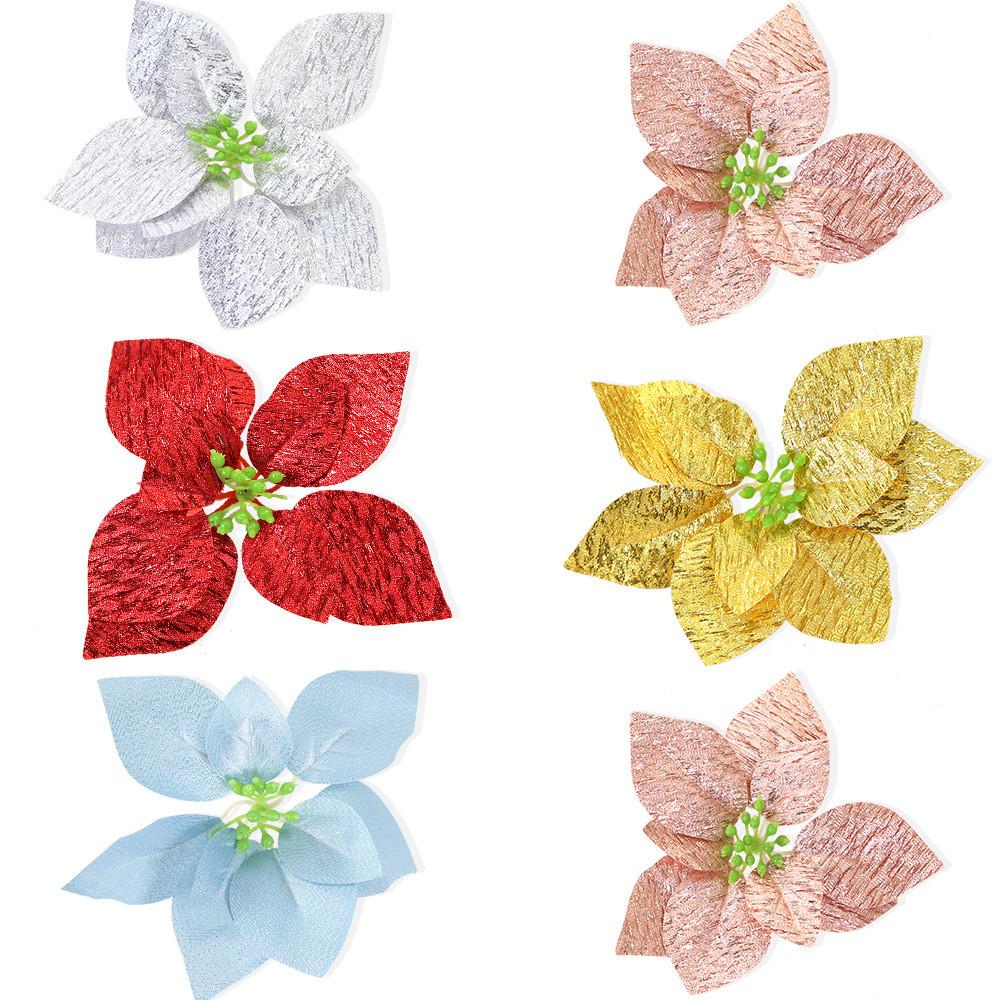 Elegant 16cm Assorted Colors Plastic Christmas Flower For Stylish Holiday Decor And Parties