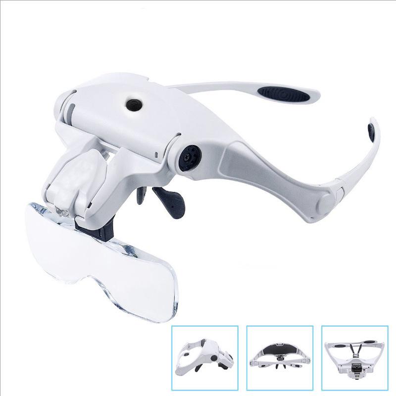 Head-Mounted Magnifier with Multi-Lens Options for Reading and Repair (Model: 9892B2C)