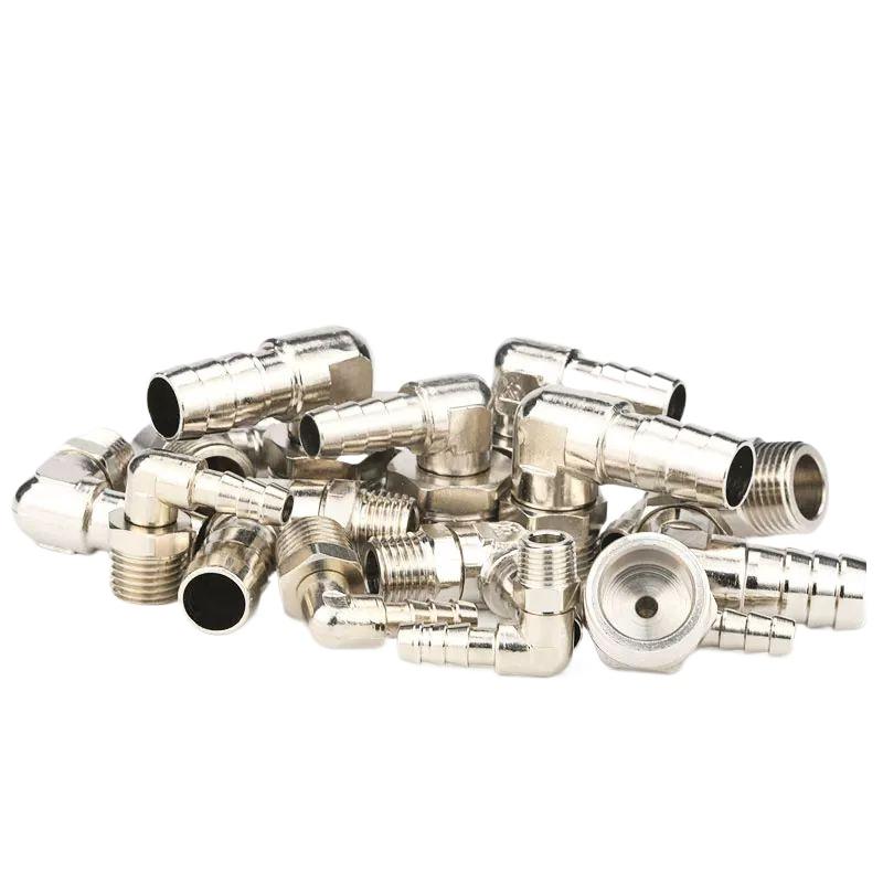 360 Degree Rotary 1/8" 1/4" 3/8" 1/2" BSPT Male x 6/8/10/12mm Hose Barb Nickel Plated Brass Elbow Pipe Fitting Pneumatic Air