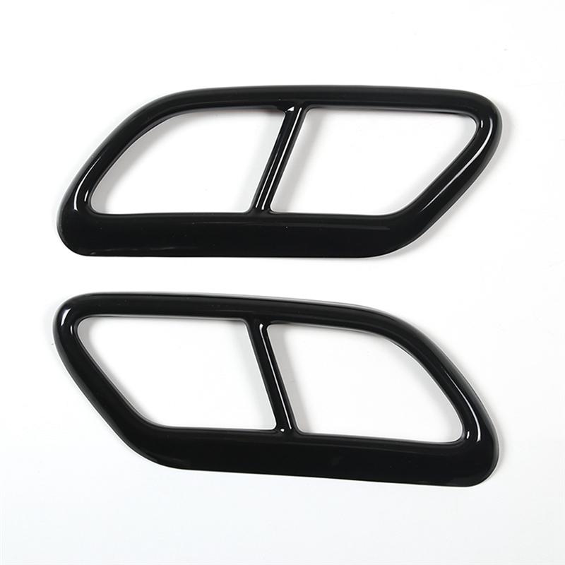 Black Stainless Steel Pipe Throat Exhaust Outputs Tail Frame Trim Cover For Volvo S60 S90 V90 2016- Spare Parts Parts-M