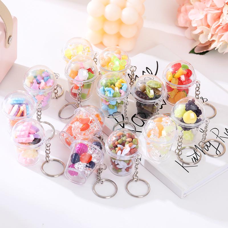 Influencer Shaker Cup Keychain: Toy Food Pendant for Students & Couples