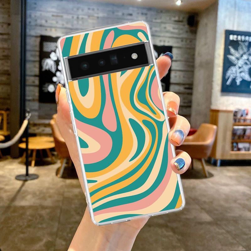 Abstract Flower Market Phone Case For Google Pixel 9 8 7 6 8A 7A 6A 5 4 5A 4A 3A Pro XL soft Clear Shell TPU Transparent Cover