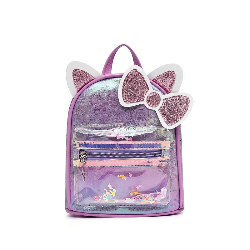Childrens Cartoon Butterfly Bow Ears Pu Backpack For Kindergarten Daily Use