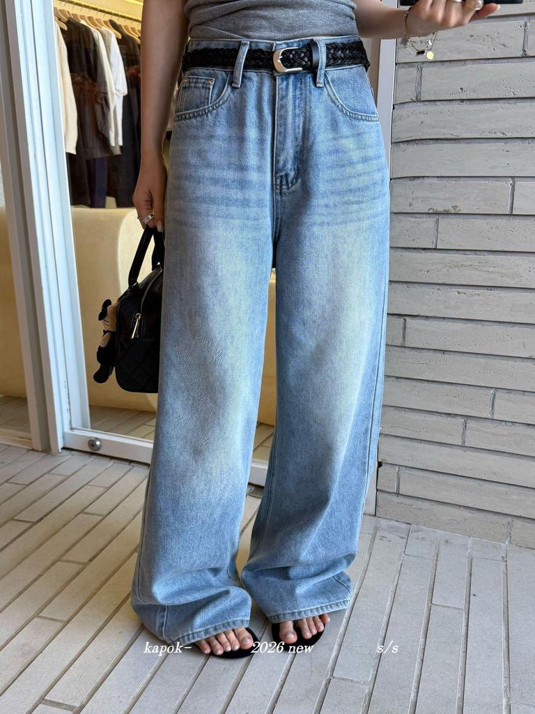 Thirteen Rows Kapok Spring Retro Blue Wide-Leg Jeans 268001