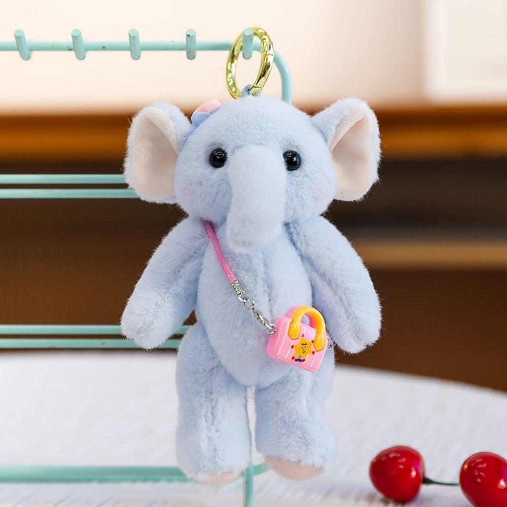Anti-lost Elephant Plush Toy Cartoon Elephant Plush KeyChain Elephant Backpack Pendant  Bag Pendant