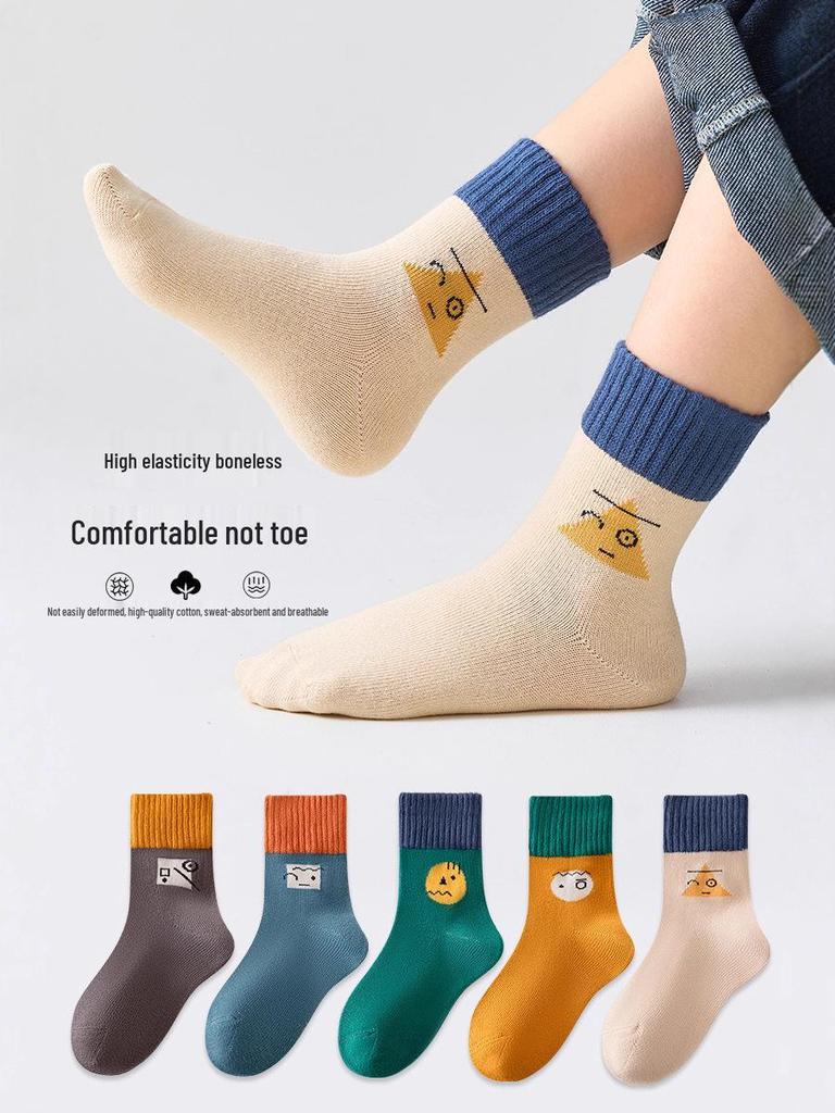 25 Nouvelles Chaussettes en Coton Mi-Mollet Couleur Unie pour Filles Automne/Hiver