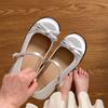 White Mary Jane Shoes Women's 2025 New Spring Versatile Bow French Shallow Mouth Single Shoes College Style Small Leather Shoes