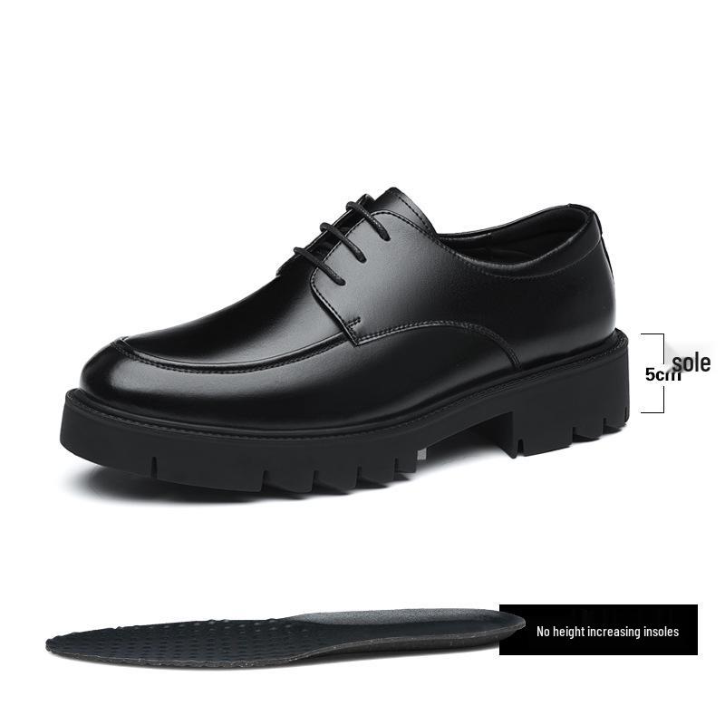 

Men s Formal Leather Shoes, Autumn Style, 8CM Inner Lift, Thick Sole, Lace-up, Trendy Big Toe Design. 44