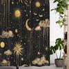 Moon and Sun Cloud Shower Curtain - Vintage Artistic Design, Polyester, 12 Hooks, Machine Washable