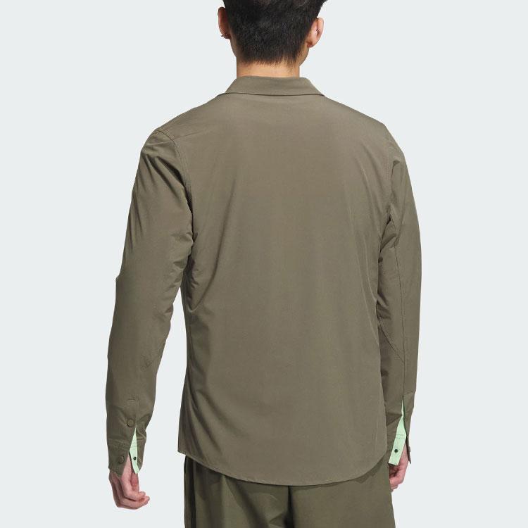 Adidas Business Casual Pocket Shirt With Color Block Details And Logo Men Shirts Rock-Olive-Green JE8599