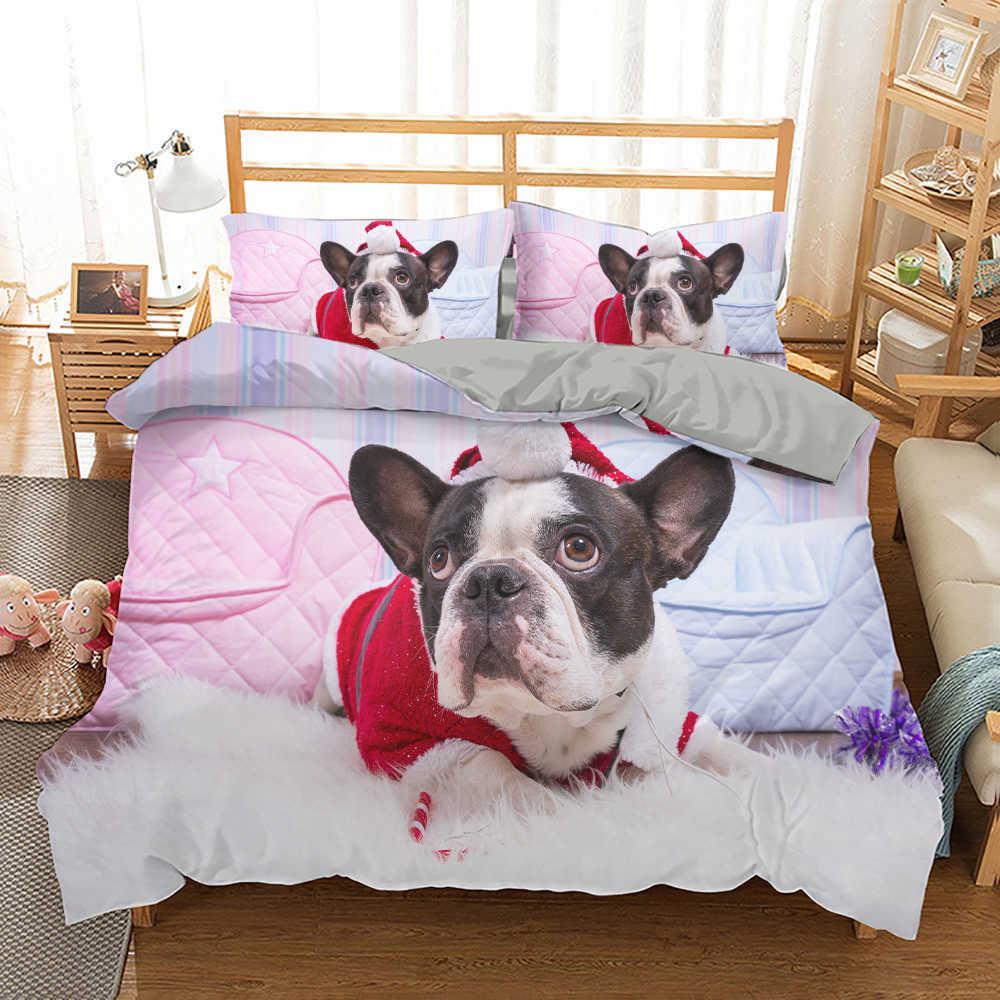 French Bulldog Duvet Cover Set King Size Cute Puppy Animal Theme Bedding Set For Kids Teen 2/3Pcs Soft Comforter Cover