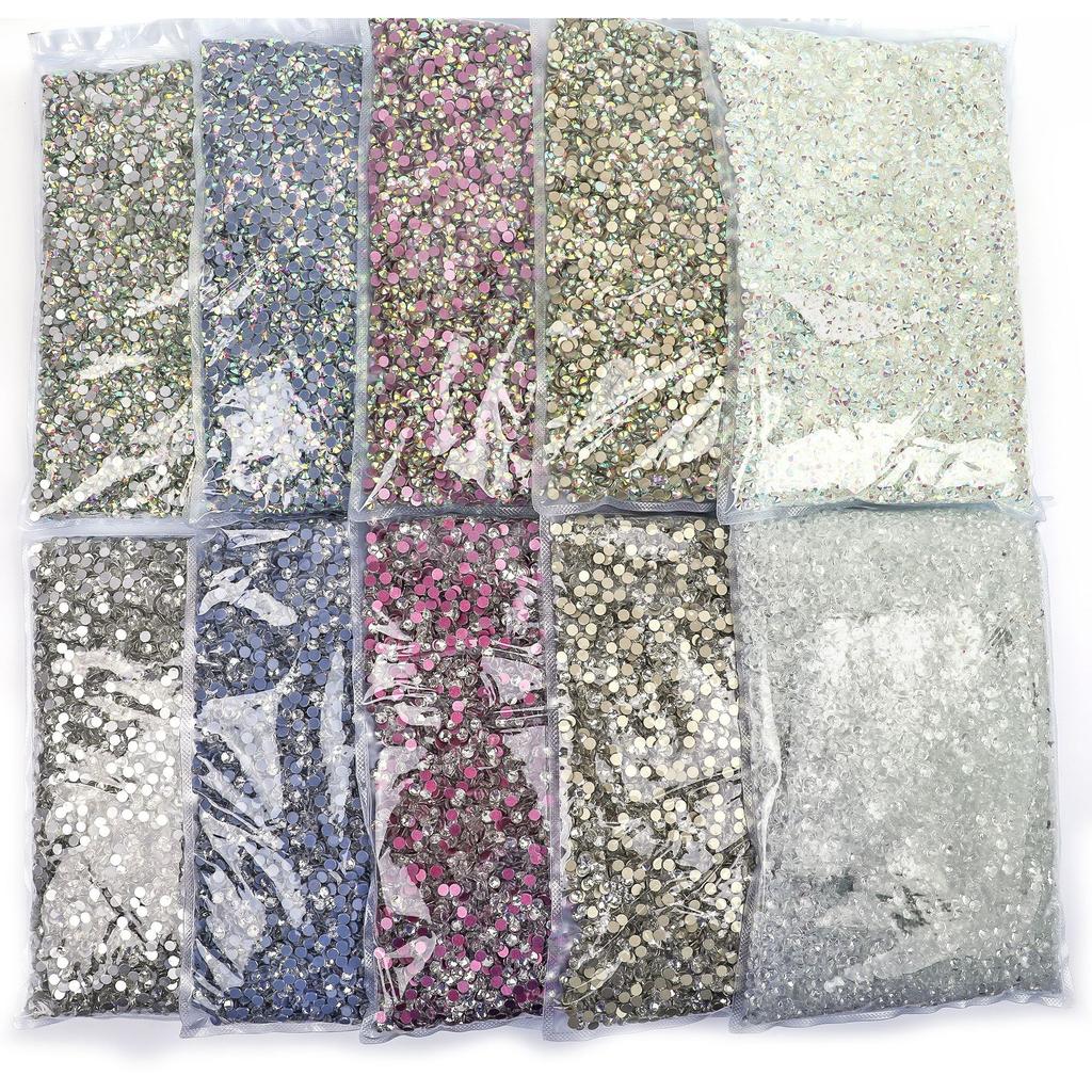 Weichen Rhinestone Big Bag White White Ab Color Flat Bottom Diamond Glue Bare Crystal Glass Nail Art Decoration