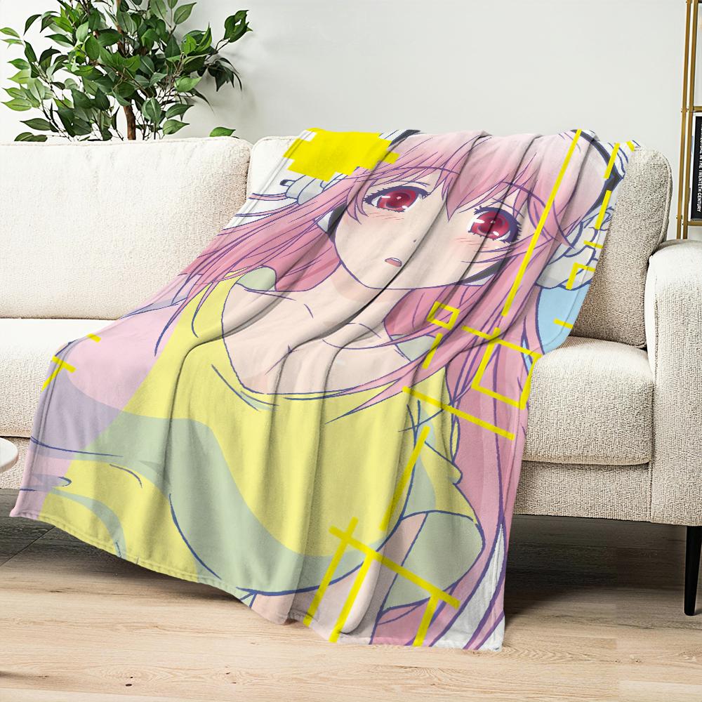 Cute Anime Super S-Sonico Girl Blanket Plush Nap Sofa Rug for Living Room Warm Office Bedroom Birthday Home Travel Kid Gifts