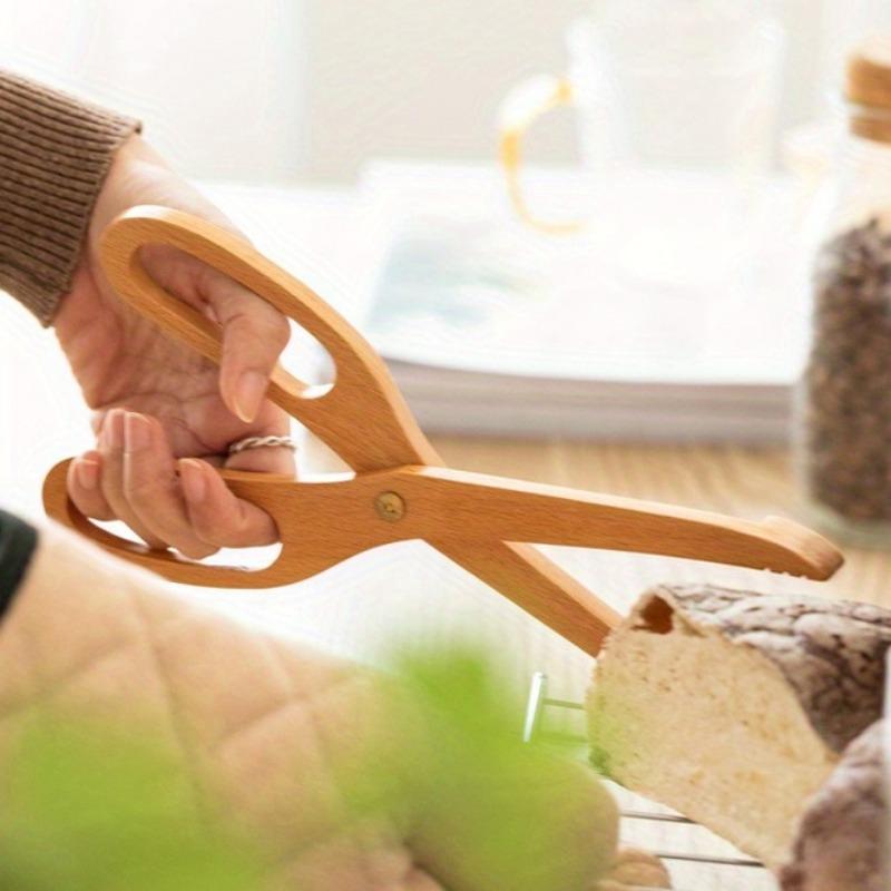 Premium Bread Tongs for Baking and Cooking Non-slip Kitchen Clamp with Rustic Wooden Design