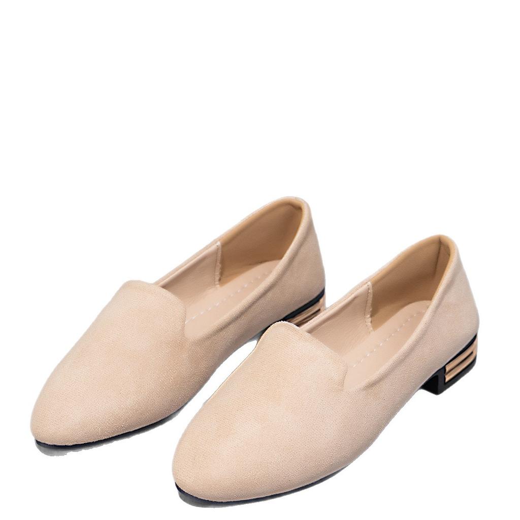 2025 Spring and Autumn New Solid Color Low Heel Suede Women's Light Mouth Casual Shoes Middle-aged Mom Shoes Large Size Women