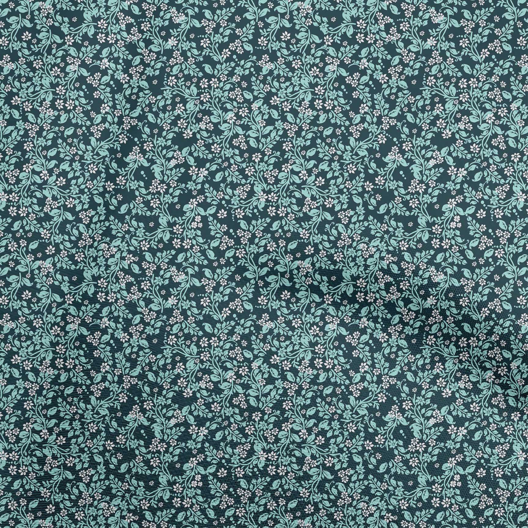 

oneOone Cotton Flex Blue Fabric Floral Ditsy Silhouette Diy Clothing Quilting Fabric Print Fabric By Yard 40 Inch 42 Inch Wide - Viscose Chiffon чирок зелений колір