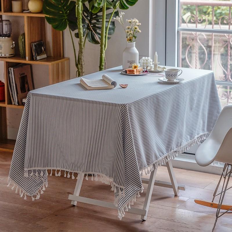 Fabric Tablecloth Nordic Style Cotton Linen Tassel Table Cloth Coffee Cover Dining Room