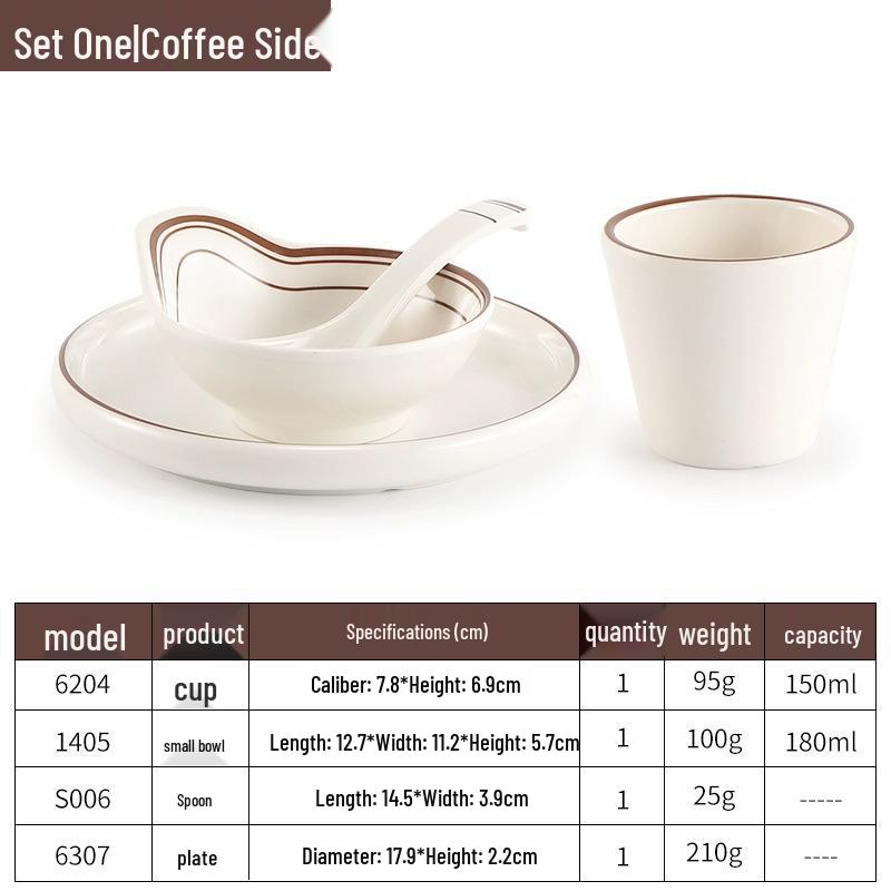 Melamine Four-Piece Table Set: Imitation Porcelain Plastic Bowls & Plates for Restaurants and Hotels