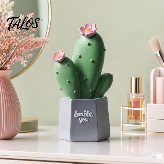 Durable Resin Home Decor Cactus Figurines Ornament, Desktop Decor, Multi-size Set Geometric Planters Ornament for Office