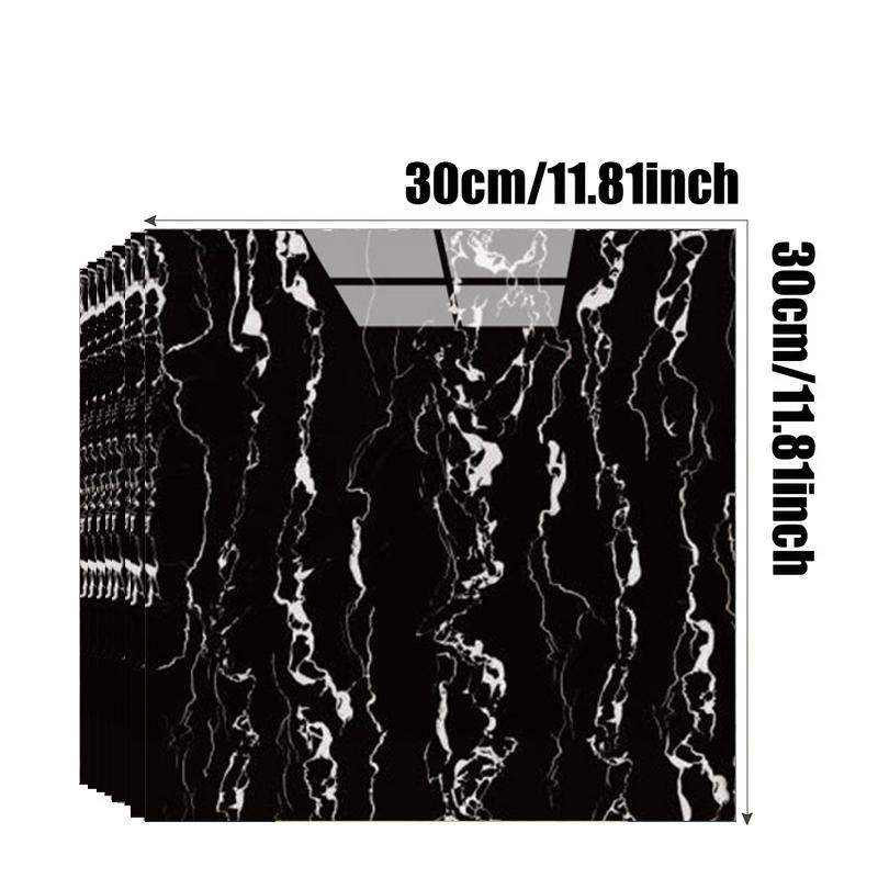 6/10/20Pc Glossy Self-Adhesive Marble Pattern Imitation Tile Wall Sticker Peel And Stick Living Room Kitchen Backsplash Bathroom Quality