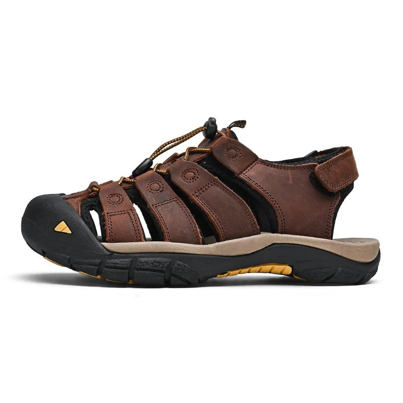 Fashion New Outdoor Summer Men Sandals Travel Leather Men's Casual Shoes Non-Slip Quick Dry Beach Shoes Male Roman Shoes Plus Size 39-48