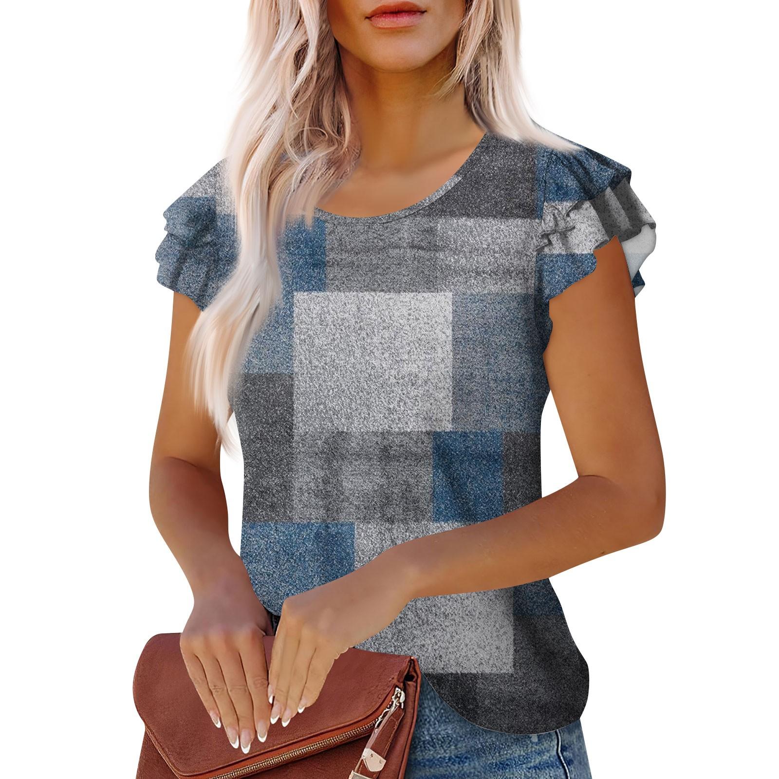 

Женские повседневные свободные рубашки модные топы футболки футболки M синий