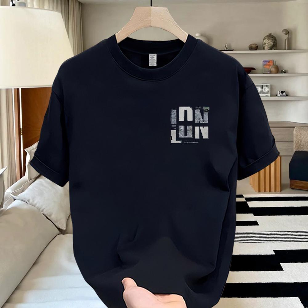 American Trendy Brand High-End Pure Cotton Men'S Printed Short-Sleeved T-Shirt Trendy Casual Round Neck T-Shirt Men'S