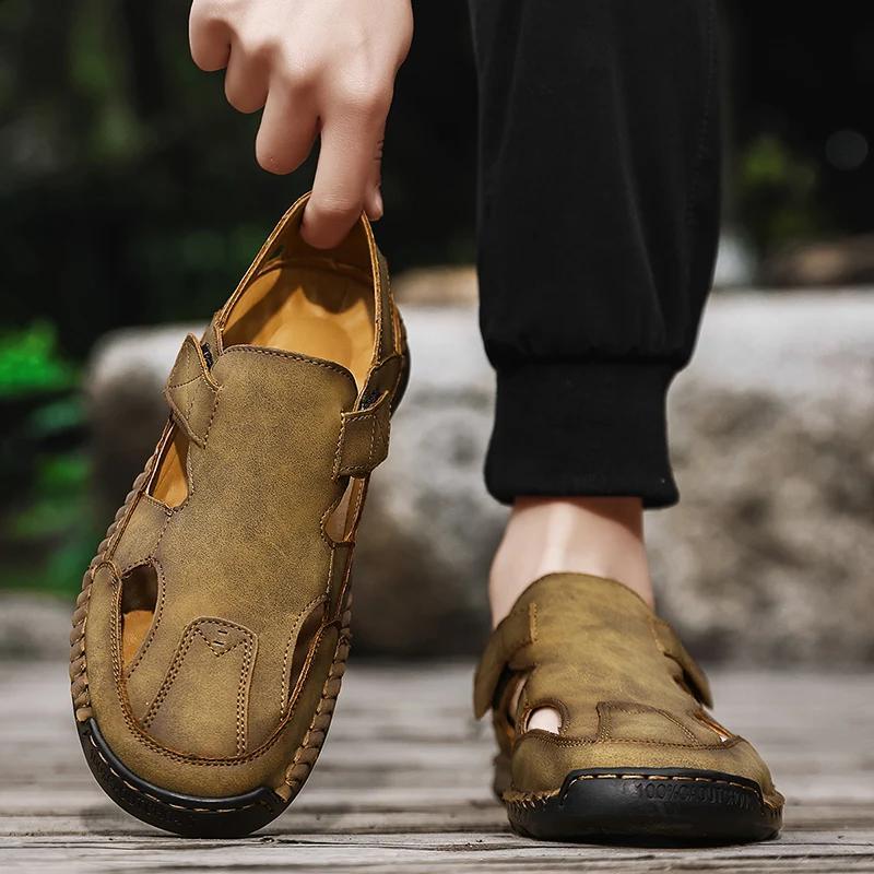 Summer New Large Size Men's Sandals 2026 New Classic Leather Men Shoes Men Fashion Beach Cool Sandals Outdoor Casual Male Shoes