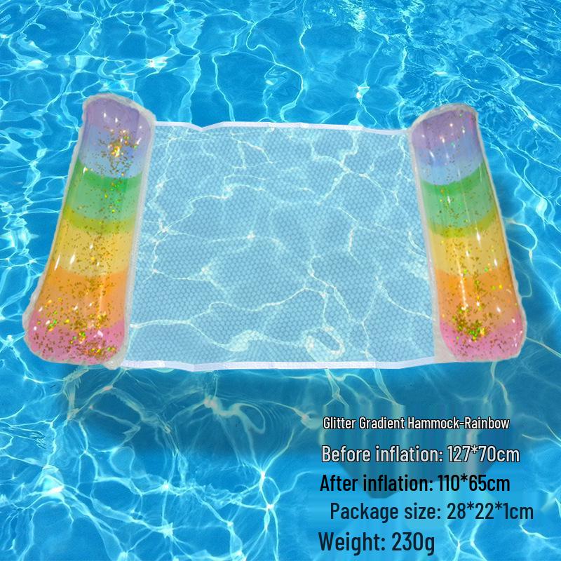 Foldable Striped Inflatable Pool Float Hammock Recliner