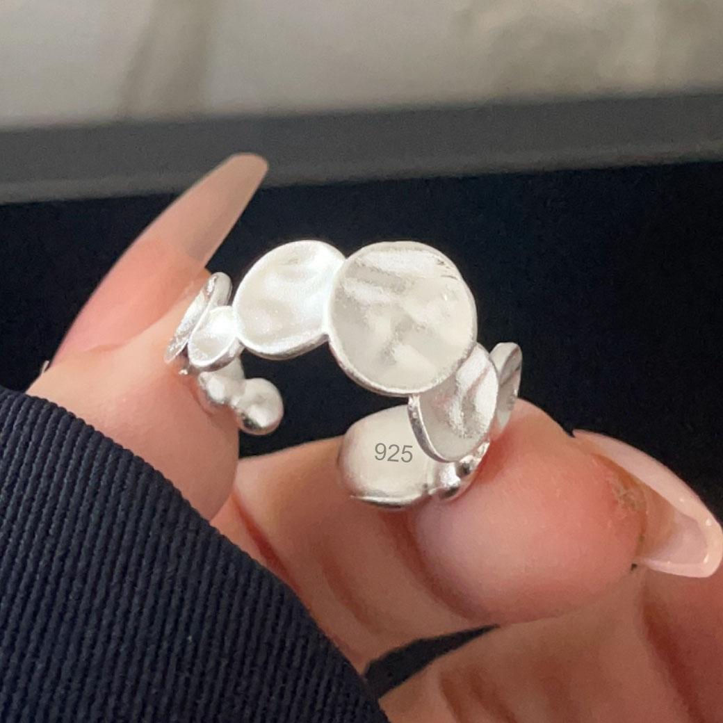 

925 Sterling Silver Rings For Women Geometric Fine Jewelry Finger Adjustable Simple 3 Layers Stone Ring For Party Birthday Gift resizable