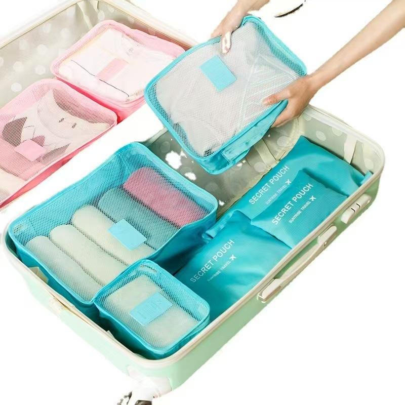 6pcs Travel Packing Cubes Set - Luggage Organizer for Clothes & Shoes, Foldable Suitcase Storage Bags, Portable Wardrobe Cases
